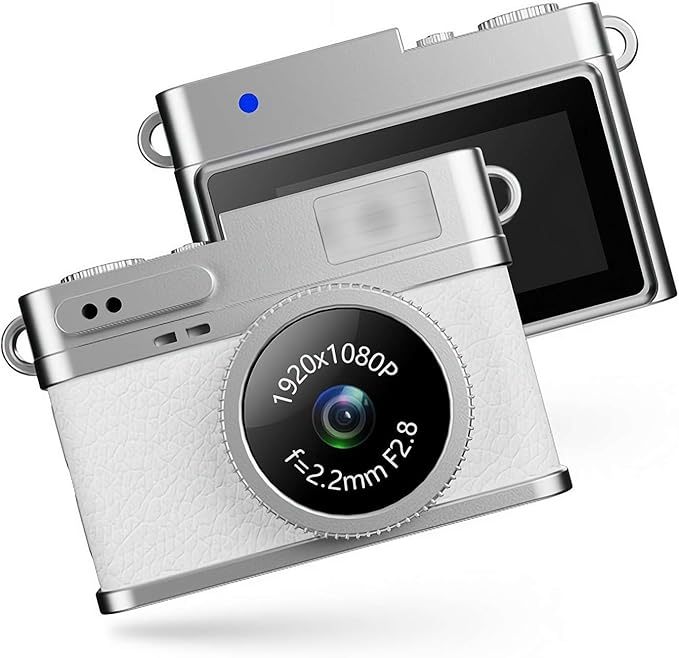 Mini Keychain Camera, 1080P FHD Mini Retro Digital Camera, Tiny Portable Small Cameras Vintage Compact Micro Cameras with LCD Screen, Built-in Battery, Magnetic Lanyard for Travel