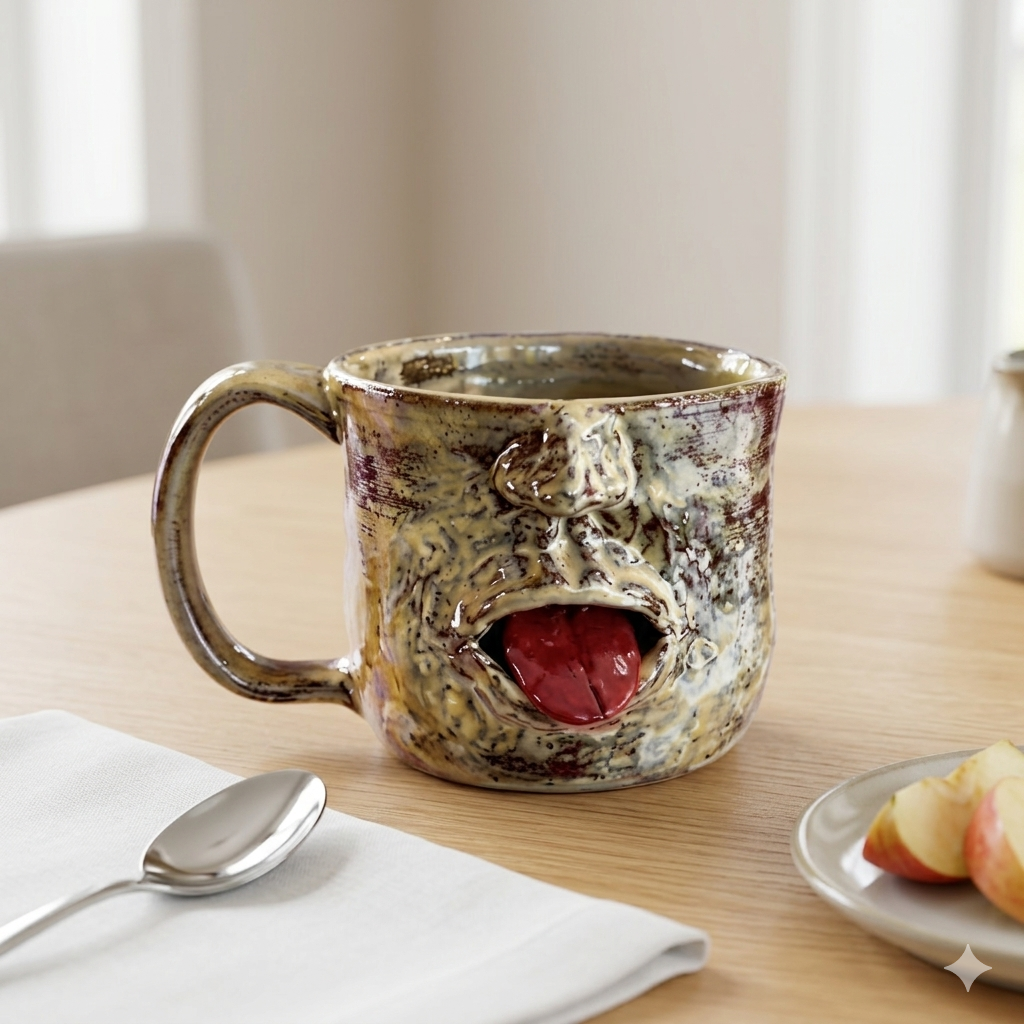 Funny Mouth Mug with Moving Tongue, Novelty Gag Coffee Cup, Interactive Stress Relief Mug Gift