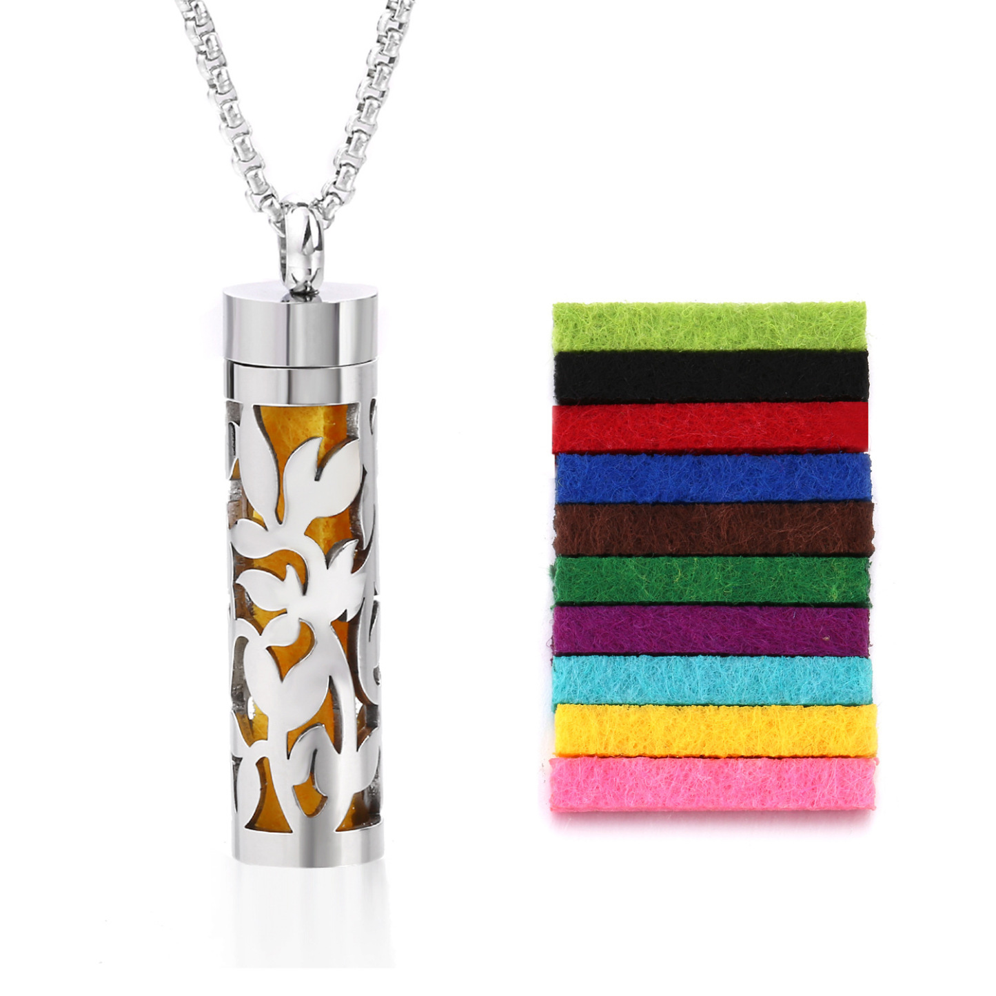Perfume Diffuser Necklace Essential Oil Aromatherapy Stainless Steel Necklace Vertical Fragrance Pendant Necklace