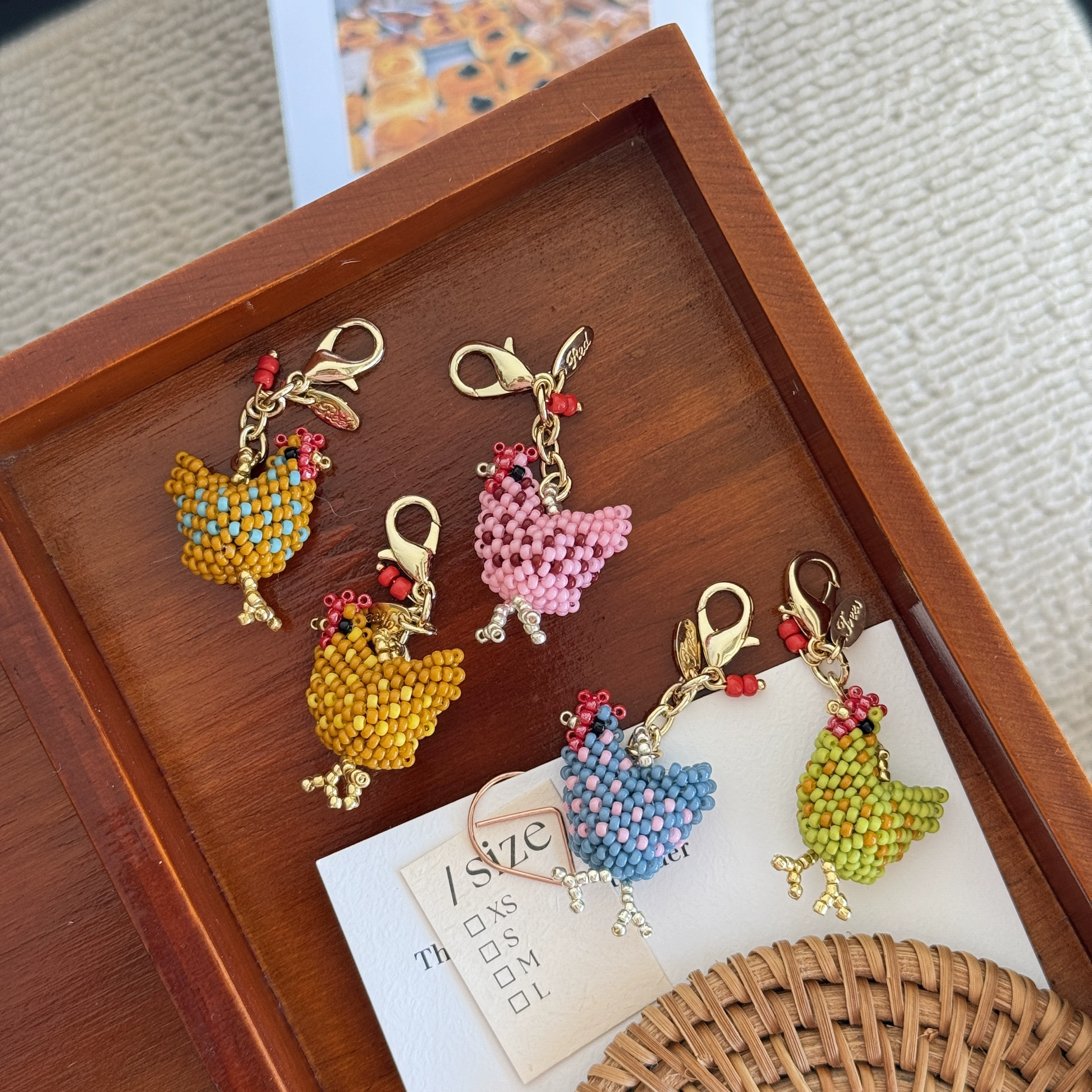 Heart-Shaped Chicken Beaded Bag Zipper Pendant Dopamine Color Matching Women's Bag Pendant Mobile Phone Chain
