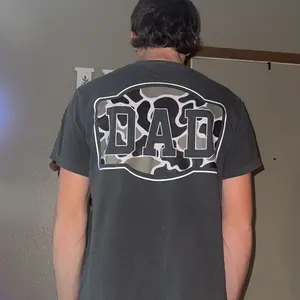 Father's Day Camo "DAD" Graphic T-Shirt | Men's Double-Sided Camouflage Badge Tee Gift