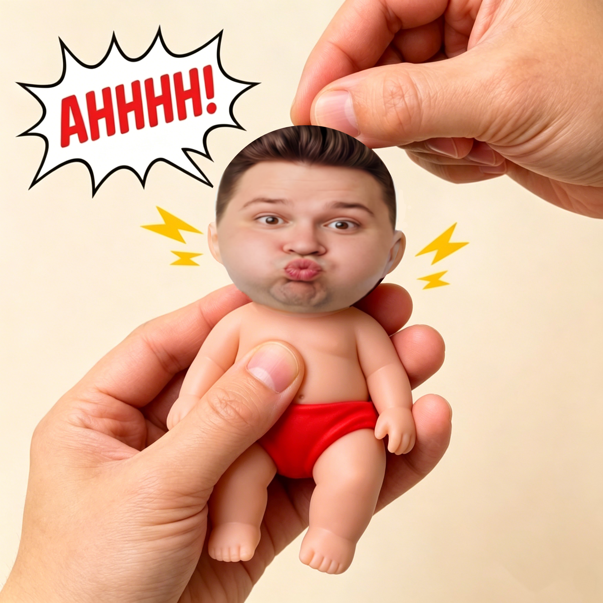 Custom Talking Squishy Stress Relief Doll – Personalized Face Squeeze Toy with Sound, Soft TPR Sand-Filled Fidget Toy, Funny Screaming Anxiety Relief Gift