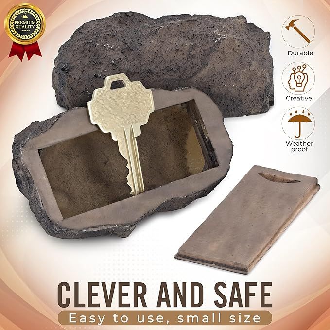 Hide A Key In A Real Looking Rock/Stone Holds Standard Sized Spare Keys Fits In With Your Landscaping And Yard Resistant To Outdoor Elements