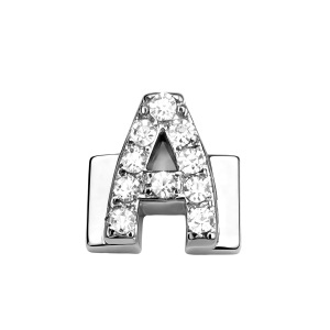 Letter With Diamond A Charm - Silver