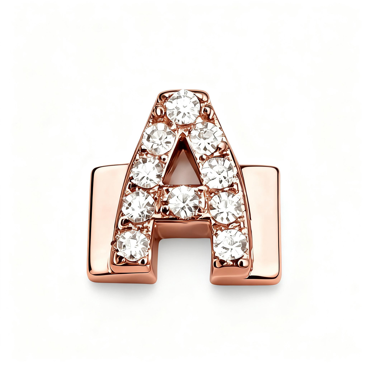 Letter With Diamond A Charm - Rose Gold