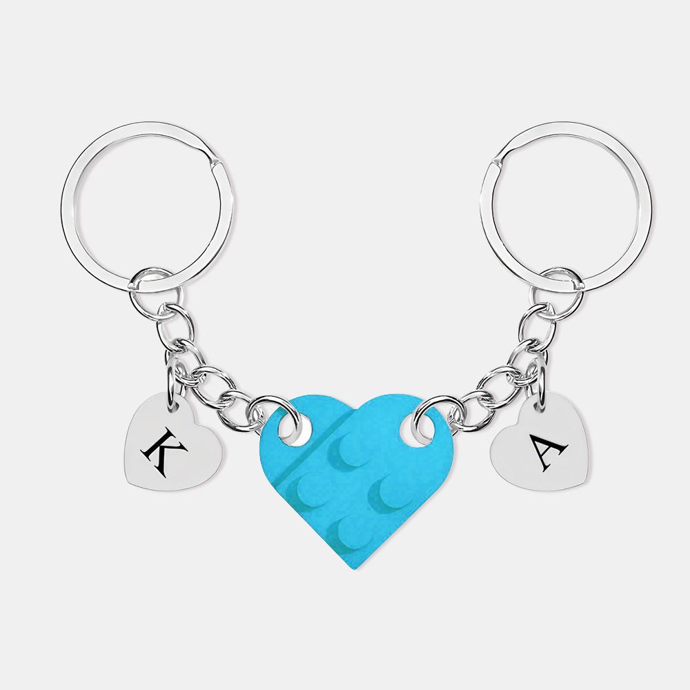 Personalized Handmade Heart Bag Charm Set Custom Couple Gift for Valentine's Day/Anniversary, Custom Engraved Love Keyrings for Him & Her