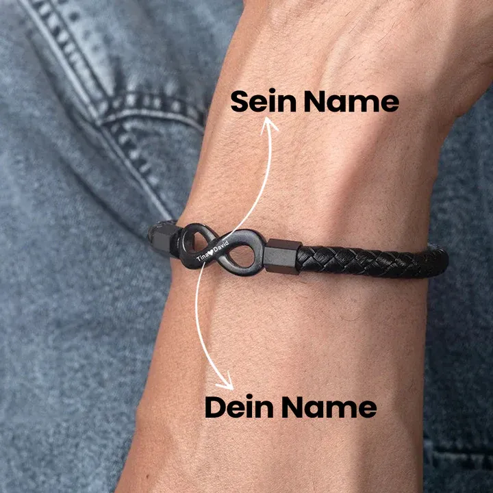 Custom Engraved Bracelet Infinity Leather Bracelet Gift for Boyfriend