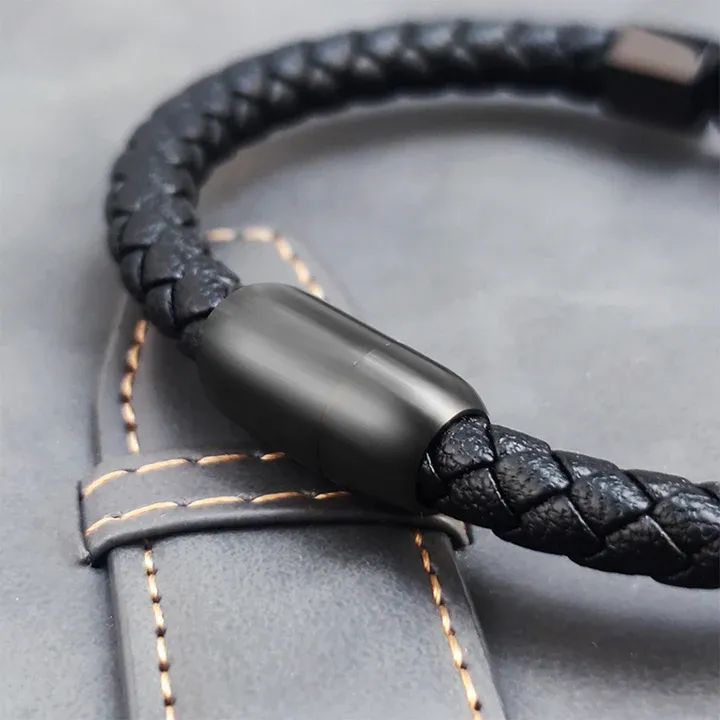Custom Engraved Bracelet Infinity Leather Bracelet Gift for Boyfriend