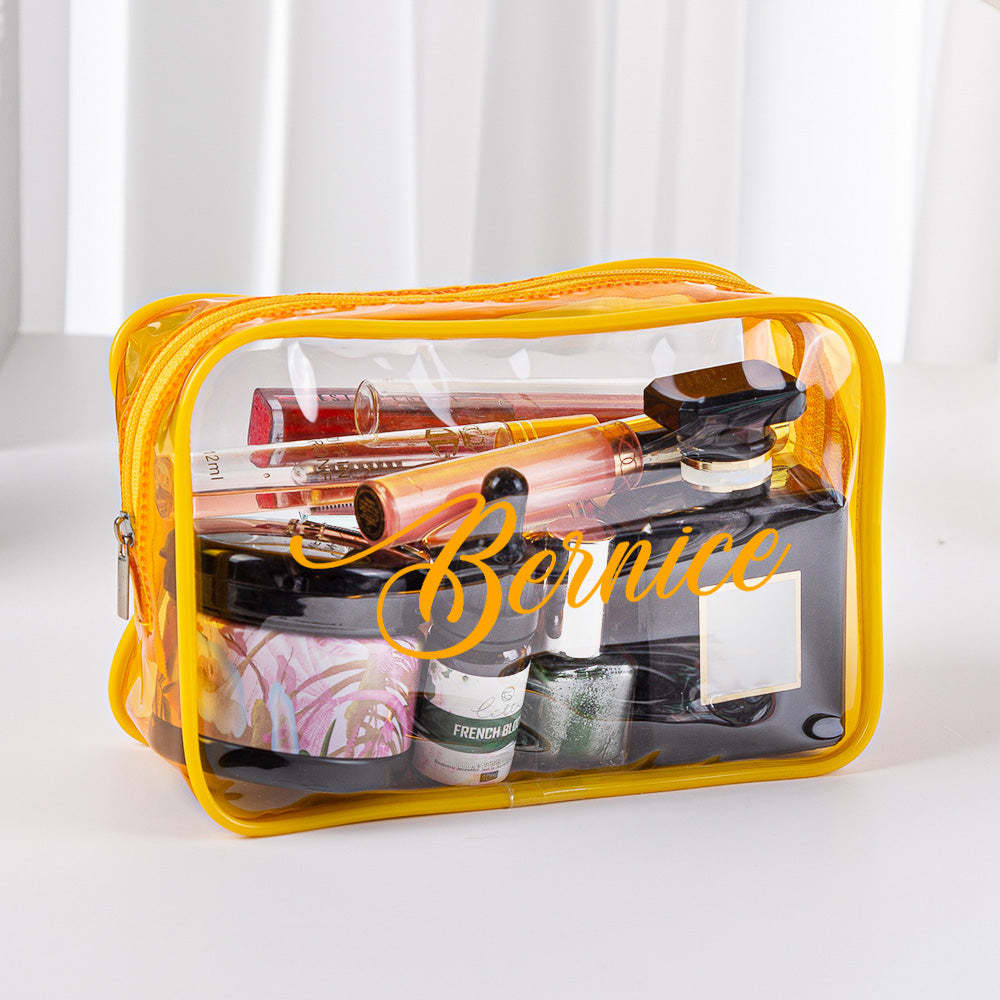 Personalized Name Makeup Bag Clear Waterproof Cosmetic Bag Birthday Wedding Gift for Her - soufeelus
