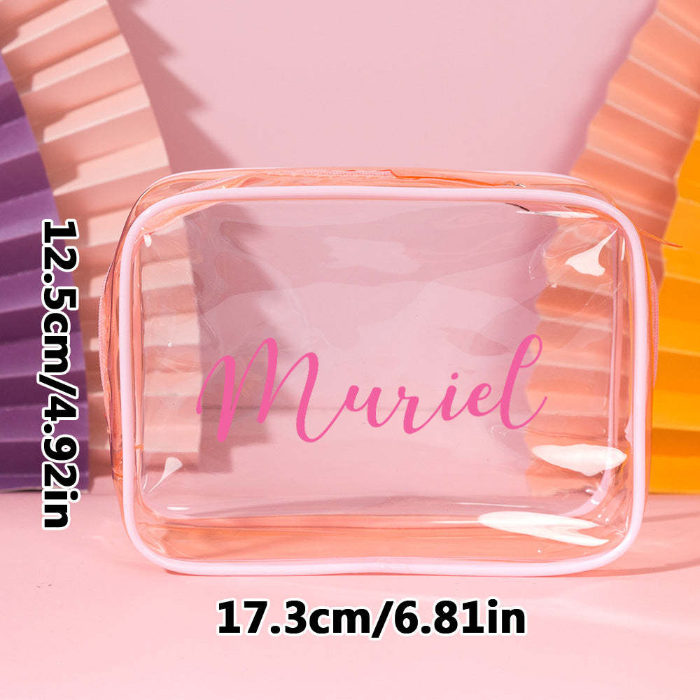 Personalized Name Makeup Bag Clear Waterproof Cosmetic Bag Birthday Wedding Gift for Her - soufeelus