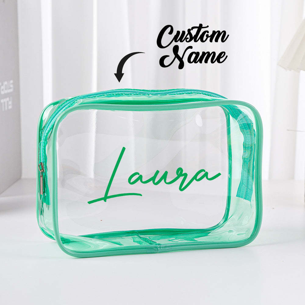 Personalized Name Makeup Bag Clear Waterproof Cosmetic Bag Birthday Wedding Gift for Her - soufeelus
