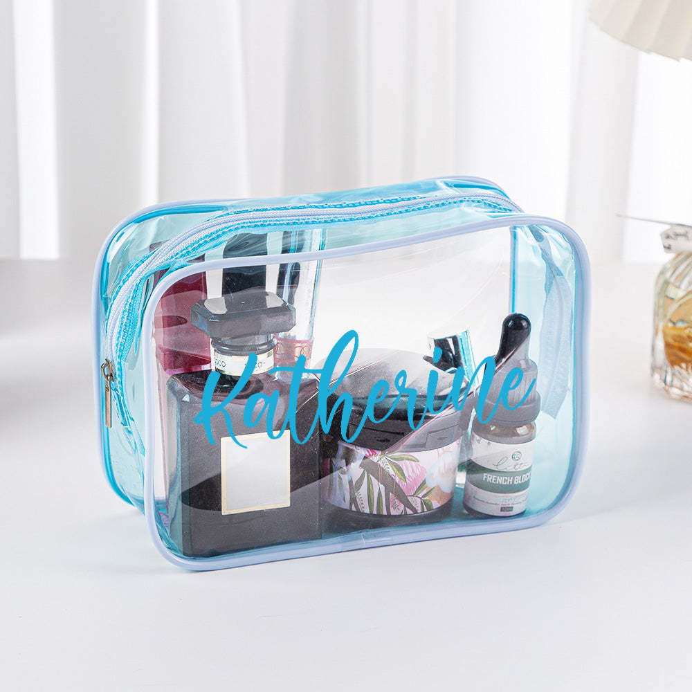 Personalized Name Makeup Bag Clear Waterproof Cosmetic Bag Birthday Wedding Gift for Her - soufeelus