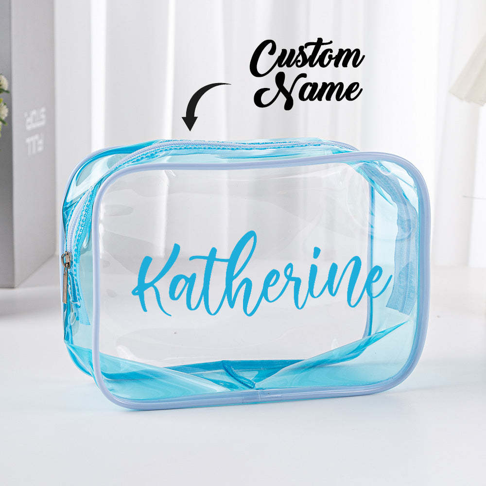 Personalized Name Makeup Bag Clear Waterproof Cosmetic Bag Birthday Wedding Gift for Her - soufeelus