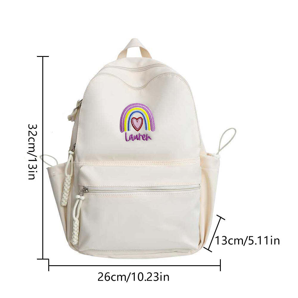 Personalized Embroidered Name Rainbow Backpack School Bag Back to School Gifts - soufeeltest