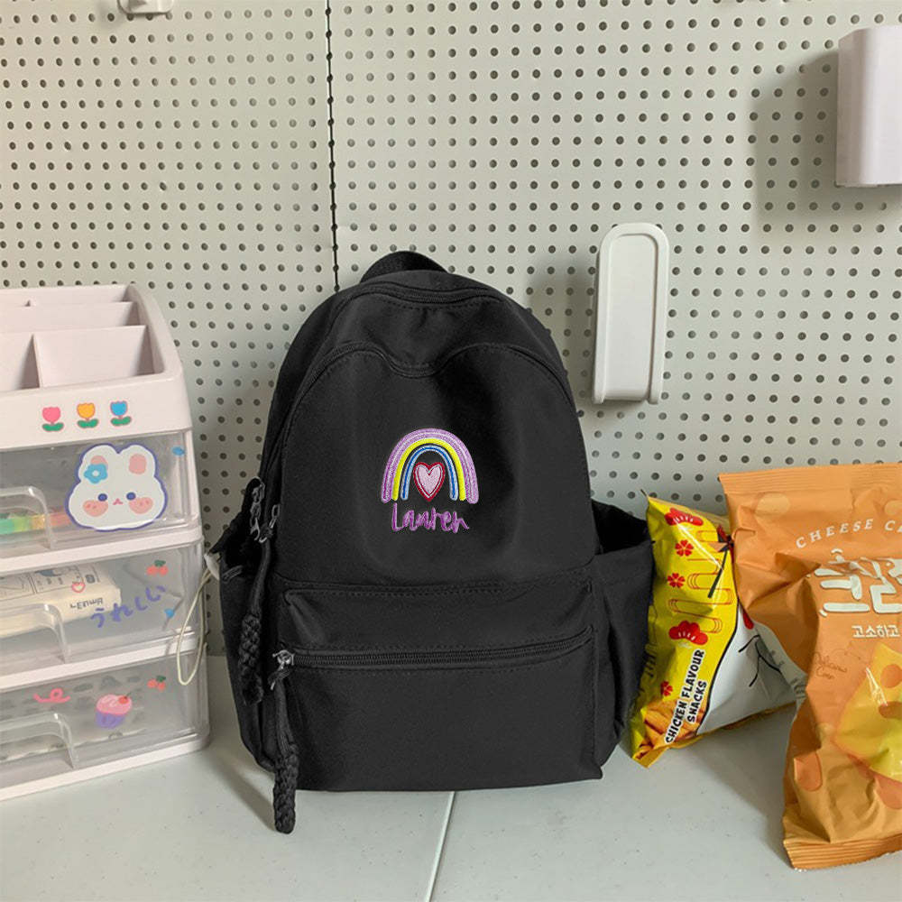 Personalized Embroidered Name Rainbow Backpack School Bag Back to School Gifts - soufeeltest