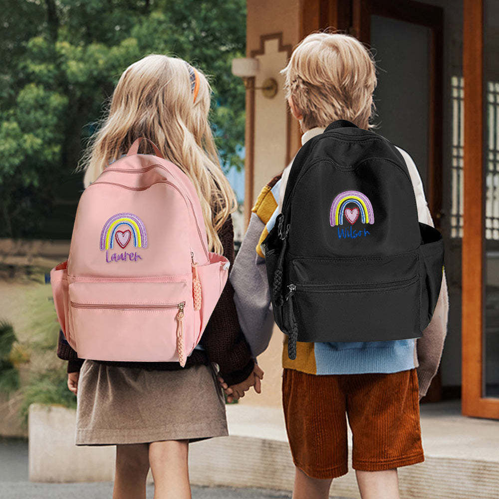 Personalized Embroidered Name Rainbow Backpack School Bag Back to School Gifts - soufeeltest