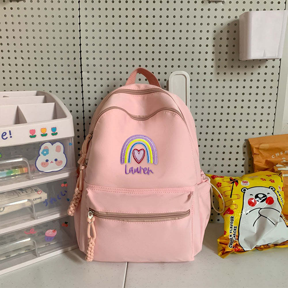 Personalized Embroidered Name Rainbow Backpack School Bag Back to School Gifts - soufeeltest