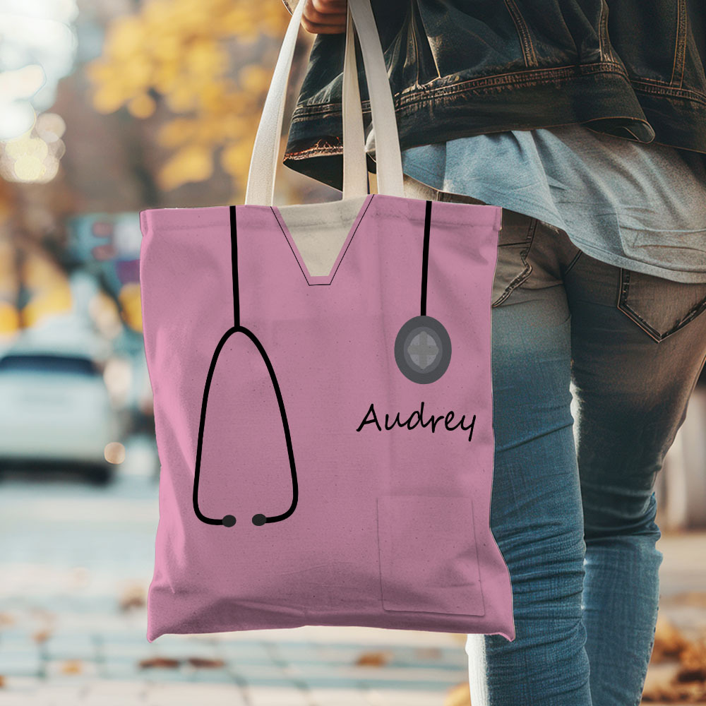 Personalized Name Nurse Medical Scrubs Teal Tote Bag - soufeelus