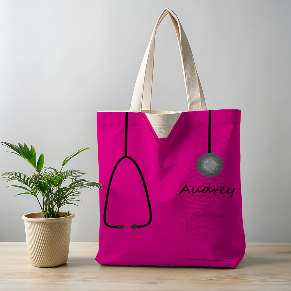 Personalized Name Nurse Medical Scrubs Teal Tote Bag - soufeelus