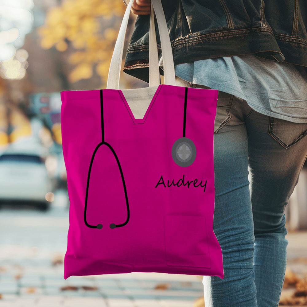 Personalized Name Nurse Medical Scrubs Teal Tote Bag - soufeelus