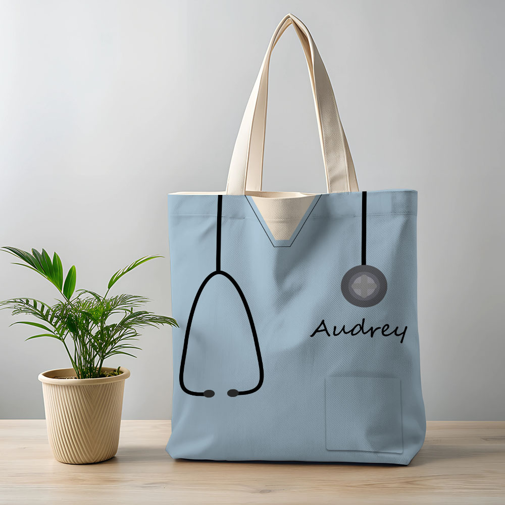 Personalized Name Nurse Medical Scrubs Teal Tote Bag - soufeelus