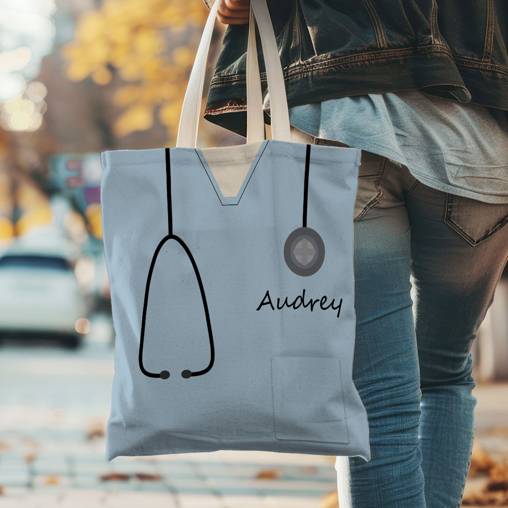 Personalized Name Nurse Medical Scrubs Teal Tote Bag - soufeelus