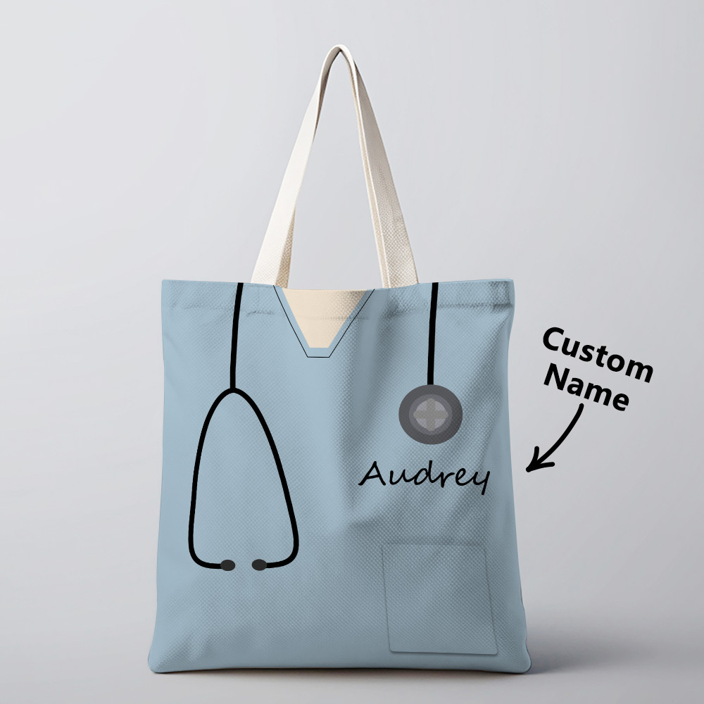 Personalized Name Nurse Medical Scrubs Teal Tote Bag - soufeelus