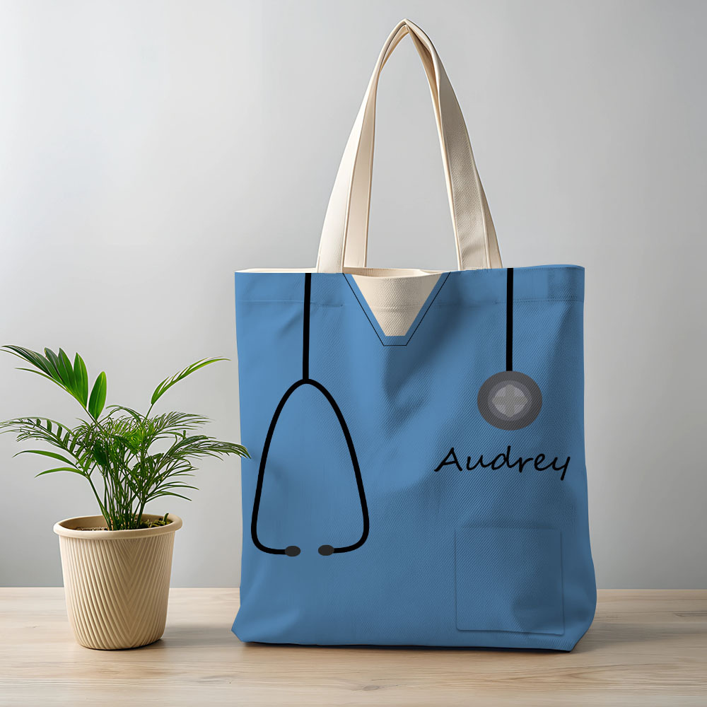 Personalized Name Nurse Medical Scrubs Teal Tote Bag - soufeelus