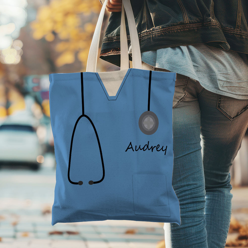 Personalized Name Nurse Medical Scrubs Teal Tote Bag - soufeelus