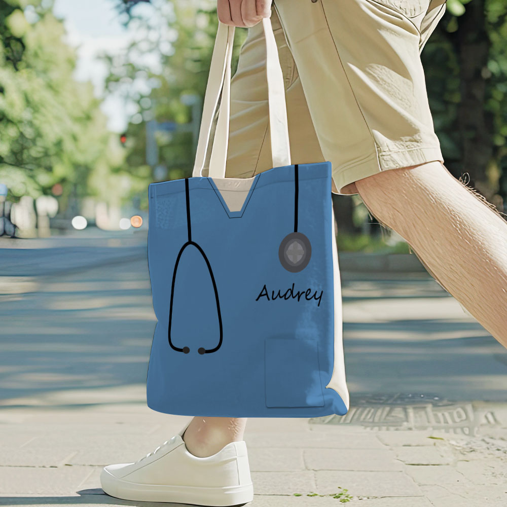 Personalized Name Nurse Medical Scrubs Teal Tote Bag - soufeelus