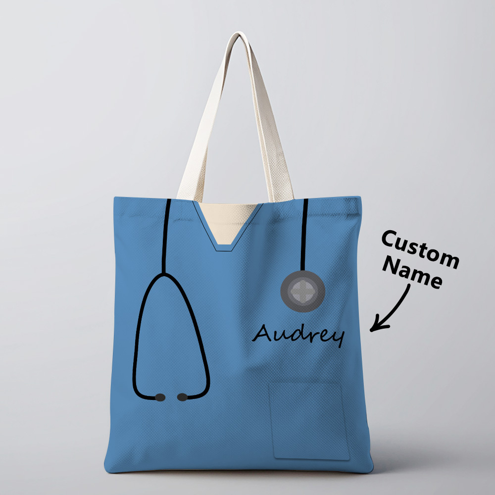 Personalized Name Nurse Medical Scrubs Teal Tote Bag - soufeelus