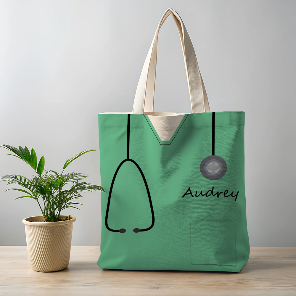 Personalized Name Nurse Medical Scrubs Teal Tote Bag - soufeelus