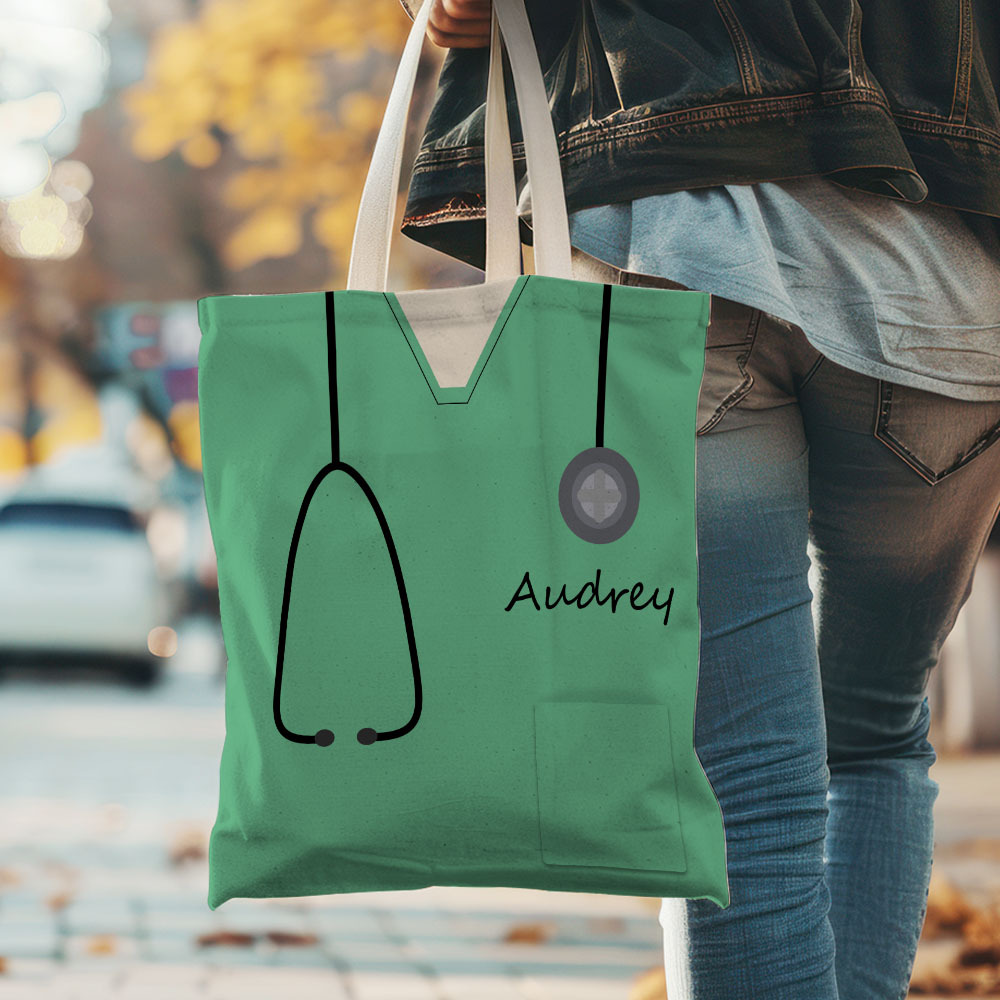Personalized Name Nurse Medical Scrubs Teal Tote Bag - soufeelus