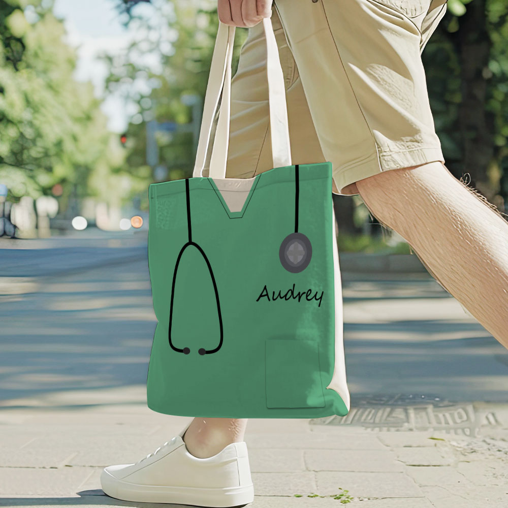 Personalized Name Nurse Medical Scrubs Teal Tote Bag - soufeelus