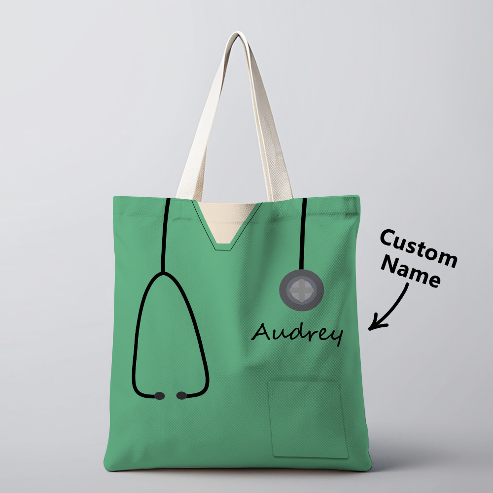 Personalized Name Nurse Medical Scrubs Teal Tote Bag - soufeelus