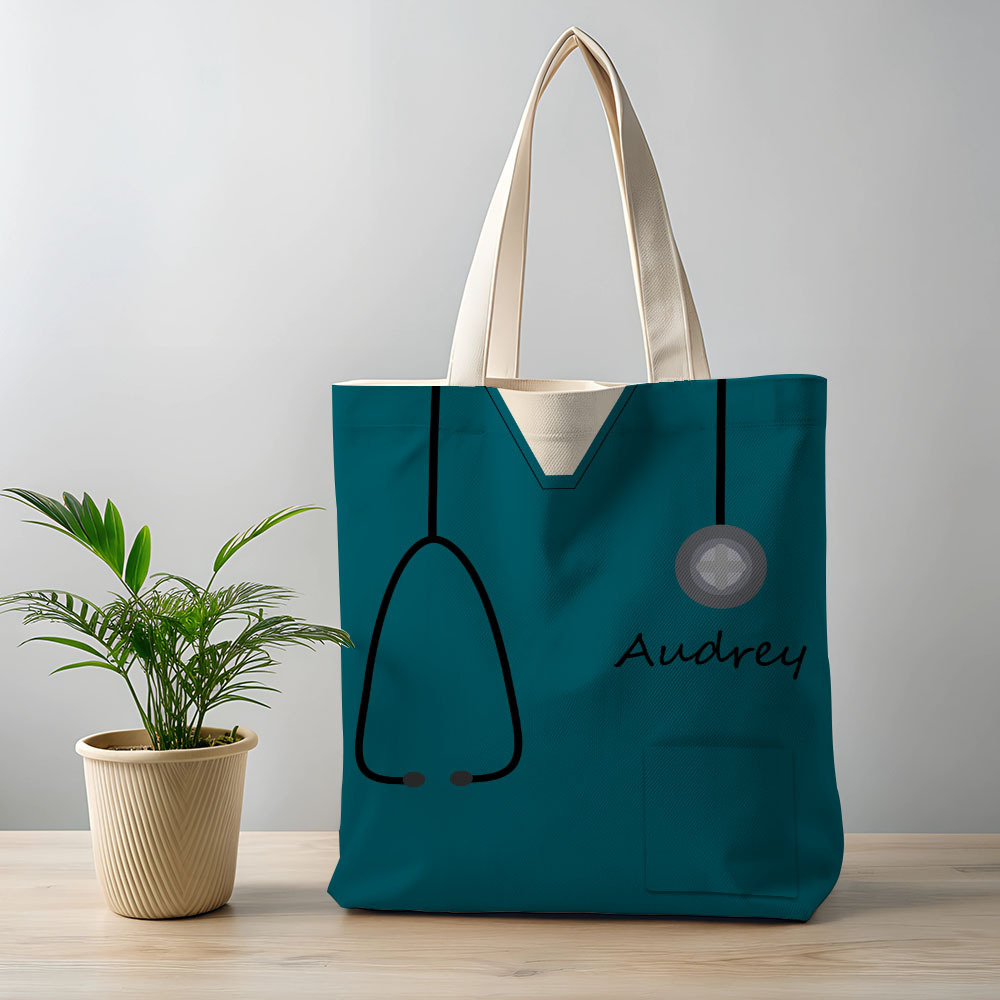 Personalized Name Nurse Medical Scrubs Teal Tote Bag - soufeelus