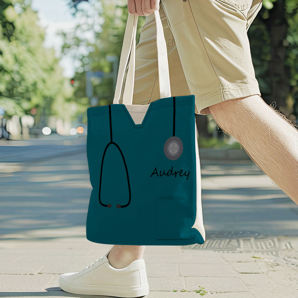 Personalized Name Nurse Medical Scrubs Teal Tote Bag - soufeelus
