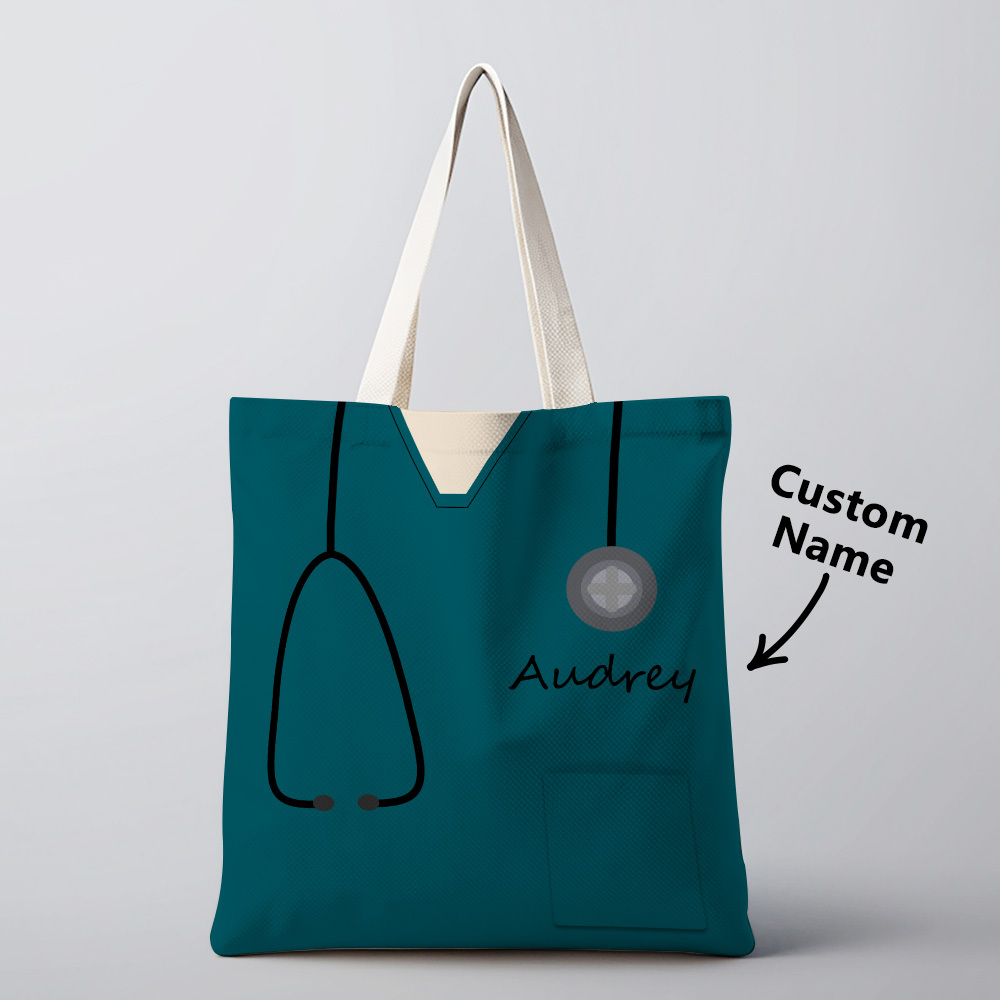 Personalized Name Nurse Medical Scrubs Teal Tote Bag - soufeelus