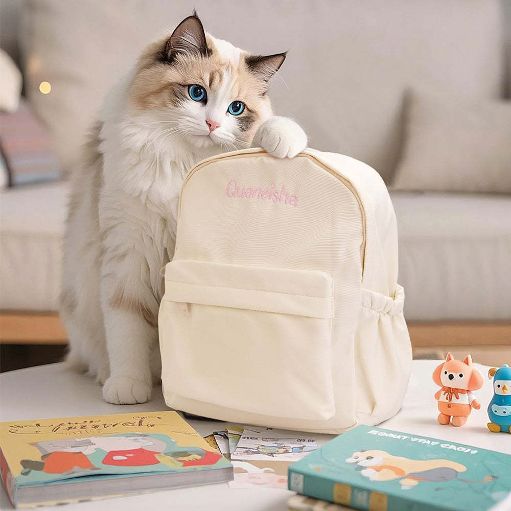 Personalized Name Embroidery Backpack Custom Rabbit Ear Backpack School Bags Gift for Kids - soufeeltest