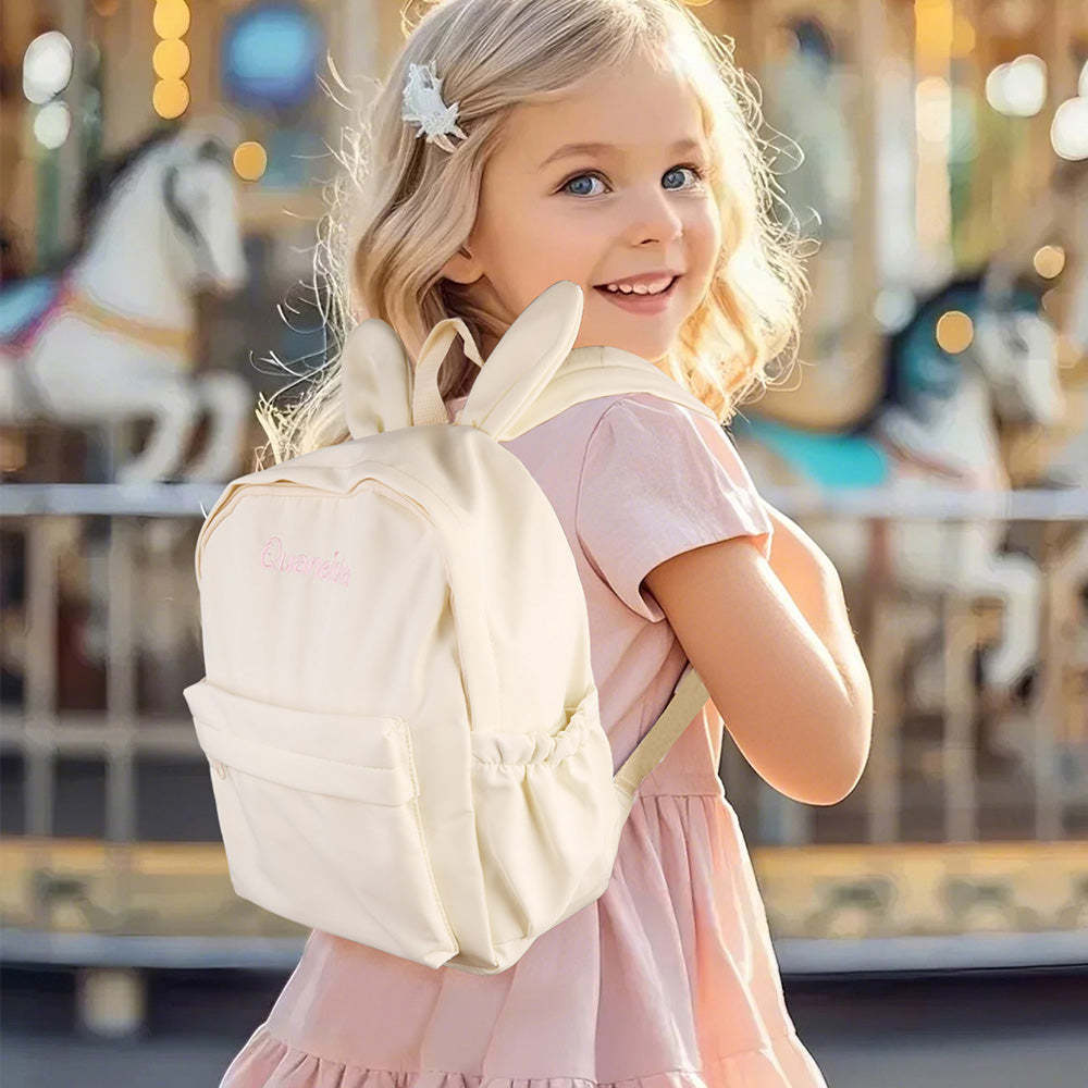 Personalized Name Embroidery Backpack Custom Rabbit Ear Backpack School Bags Gift for Kids - soufeeltest