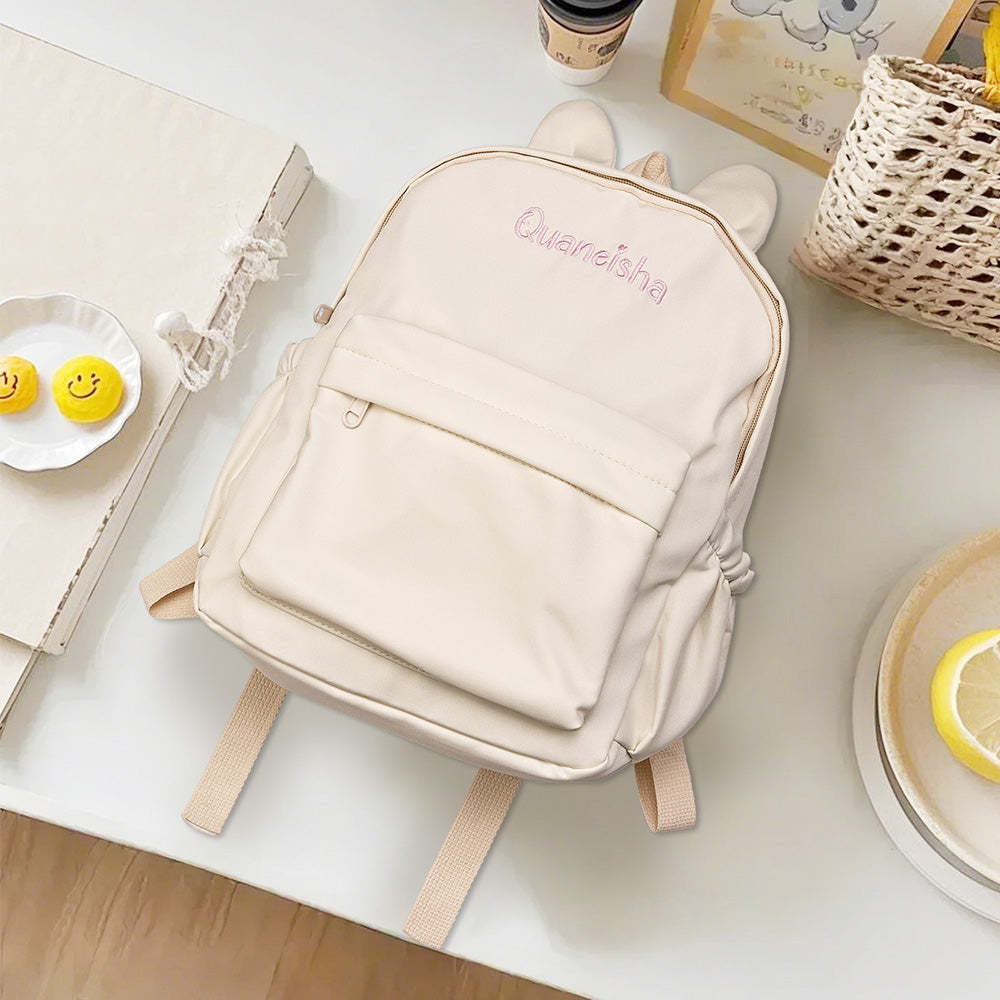 Personalized Name Embroidery Backpack Custom Rabbit Ear Backpack School Bags Gift for Kids - soufeeltest