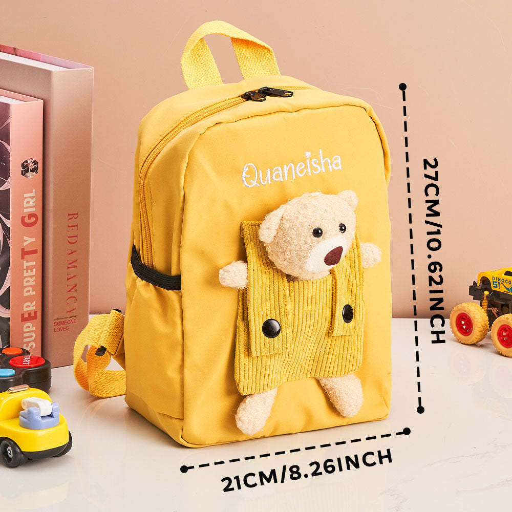 Personalized Name Embroidery Backpack Custom Bear Backpack School Bags Gift for Kids - soufeeltest