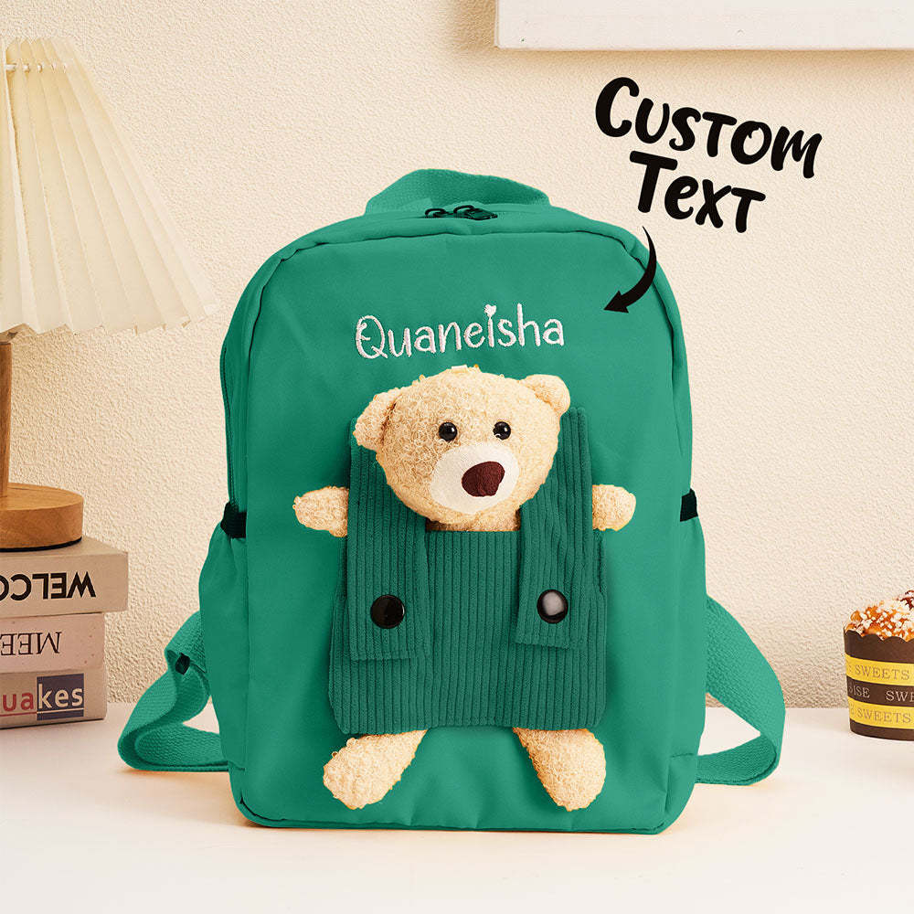 Personalized Name Embroidery Backpack Custom Bear Backpack School Bags Gift for Kids - soufeeltest