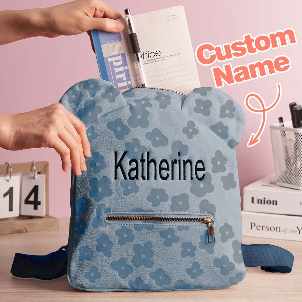 Personalized Name Embroidery Backpack Custom Mini Flower Backpack School Bags Gift for Kids - soufeeltest