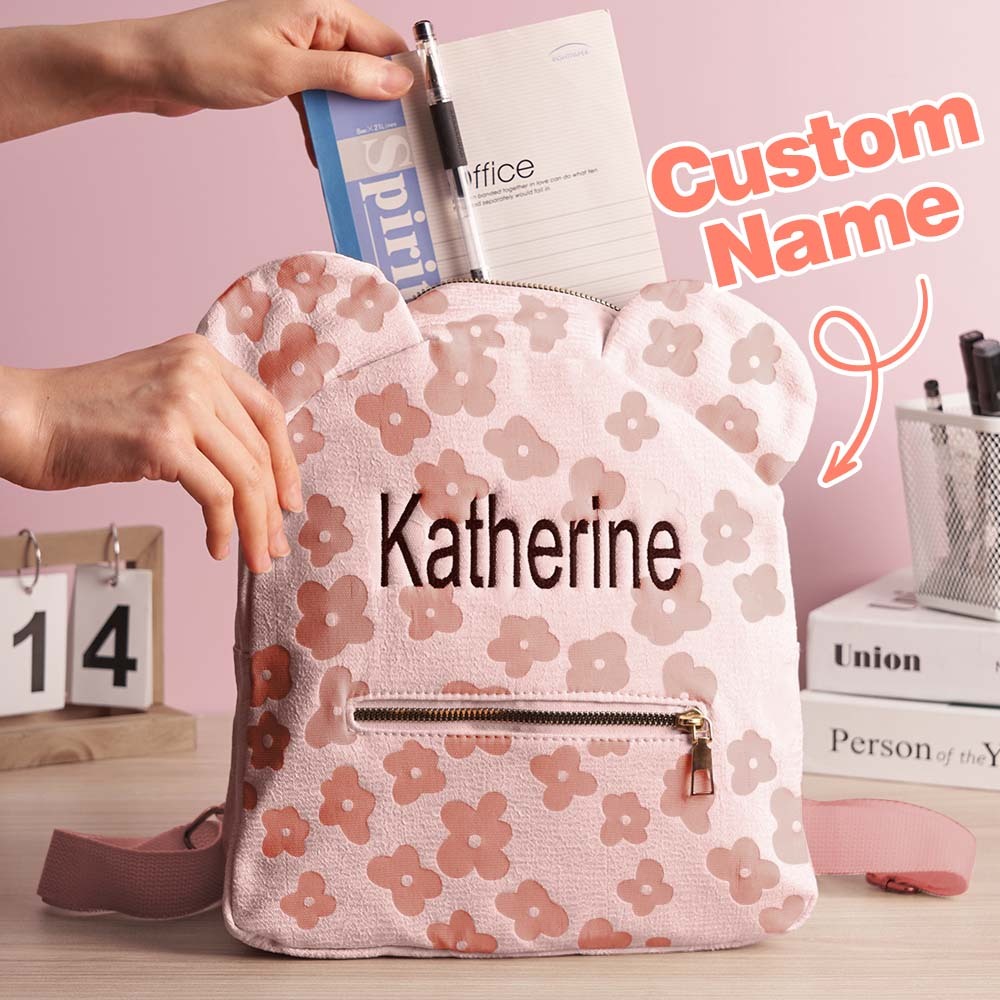 Personalized Name Embroidery Backpack Custom Mini Flower Backpack School Bags Gift for Kids - soufeeltest