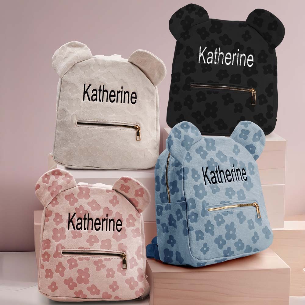 Personalized Name Embroidery Backpack Custom Mini Flower Backpack School Bags Gift for Kids - soufeeltest