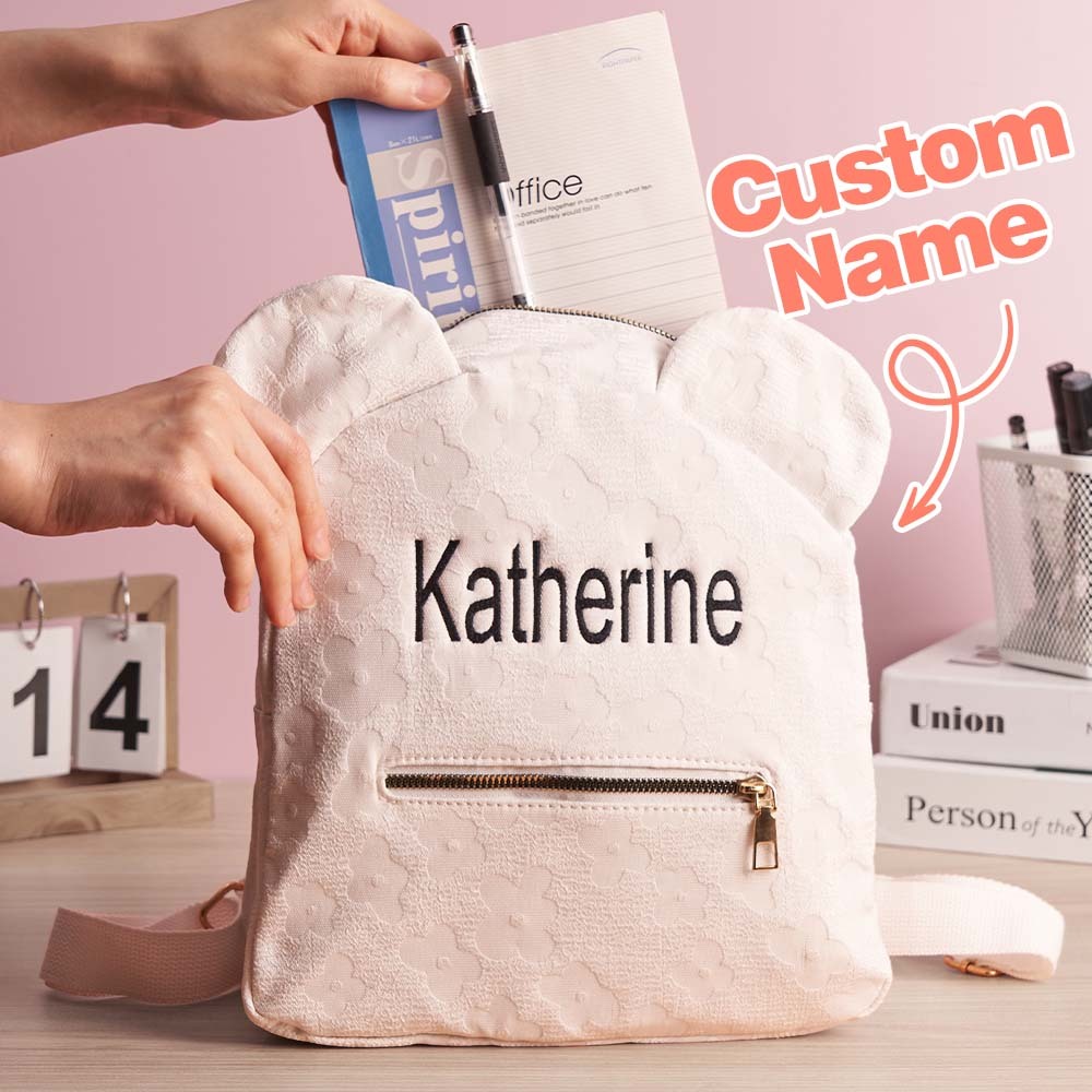 Personalized Name Embroidery Backpack Custom Mini Flower Backpack School Bags Gift for Kids - soufeeltest
