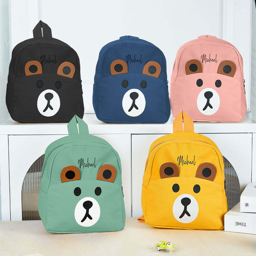 Personalized Name Embroidery Backpack Custom Mini Bear Backpack School Bags Gift for Kids - soufeeltest