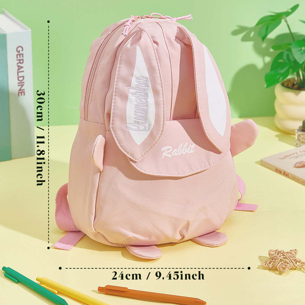 Personalized Name Embroidery Backpack Custom Mini Rabbit Backpack School Bags Gift for Kids - soufeeltest
