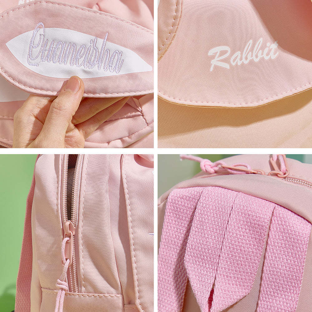 Personalized Name Embroidery Backpack Custom Mini Rabbit Backpack School Bags Gift for Kids - soufeeltest